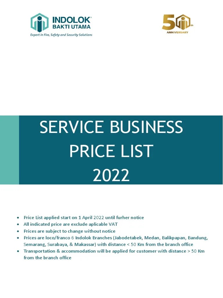 Service Business Price List 2022 PDF Materials Building Materials