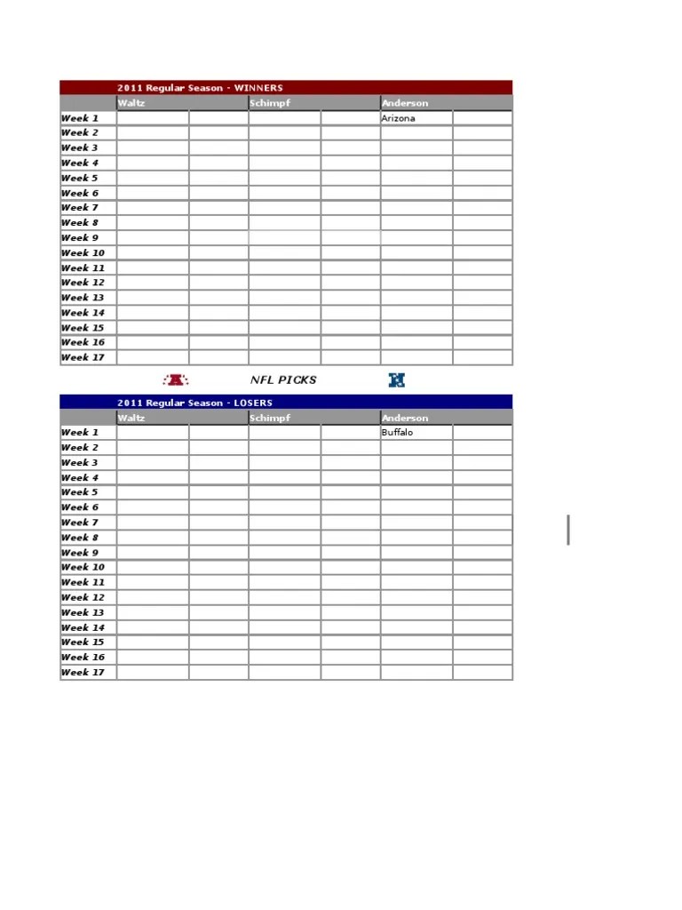 2011 NFL Schedule PDF New York Giants American Football Teams