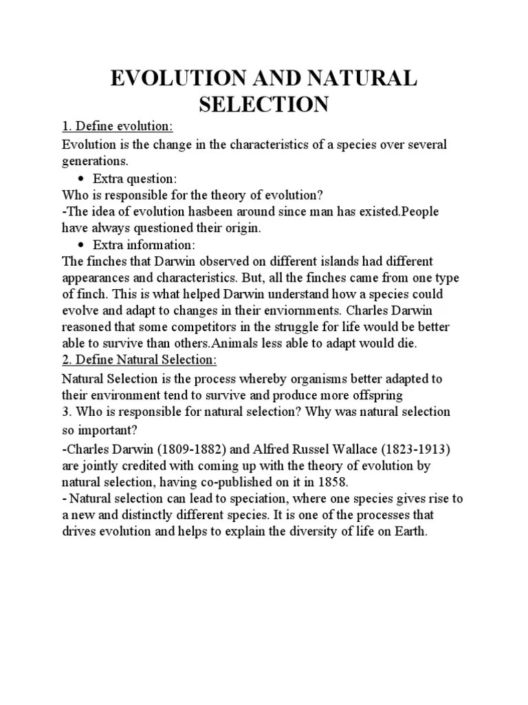 Evolution and Natural Selection PDF Natural Selection Evolution
