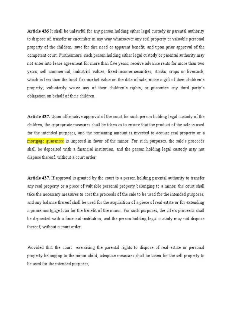 Regulation of the Sale and Transfer of Minor's Property by Those with