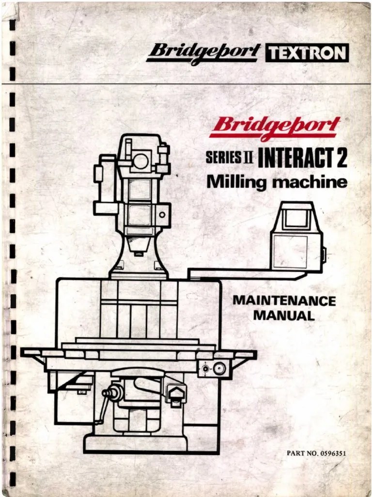Bridgeport Series 2 Interact 2 Milling Machine PDF Belt (Mechanical