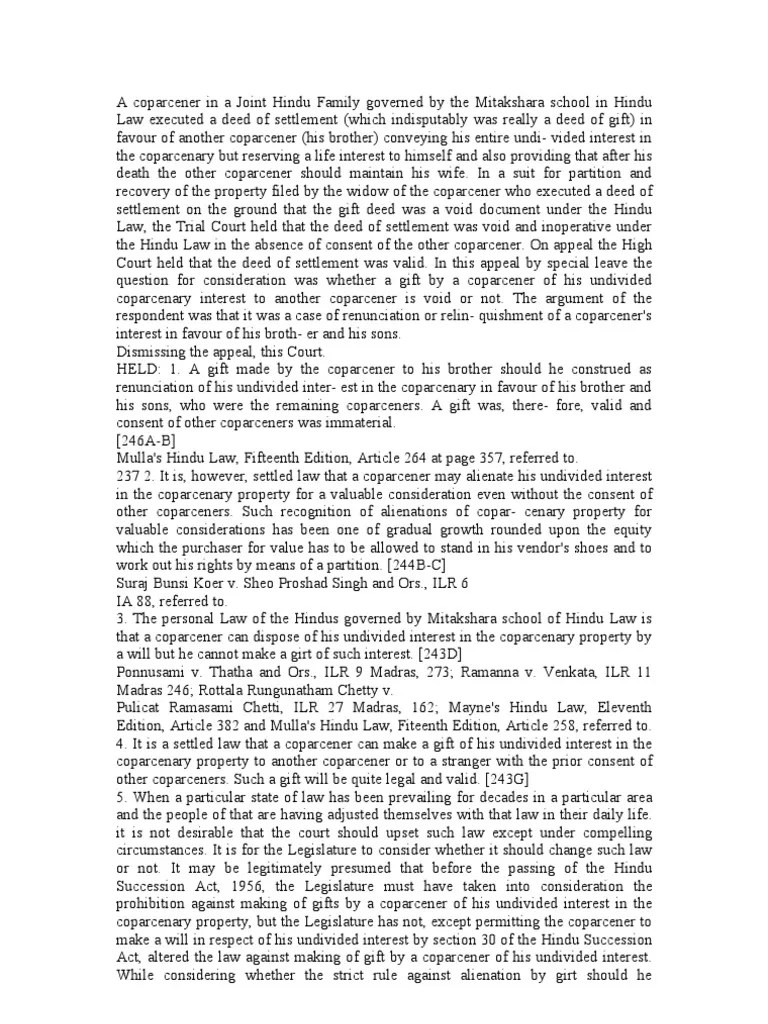 Partition Deed Property