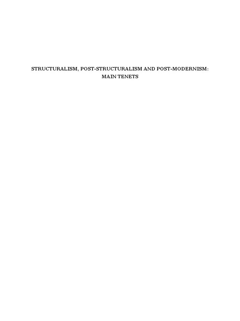 Structuralism, PostStructuralism and PostModernism PDF
