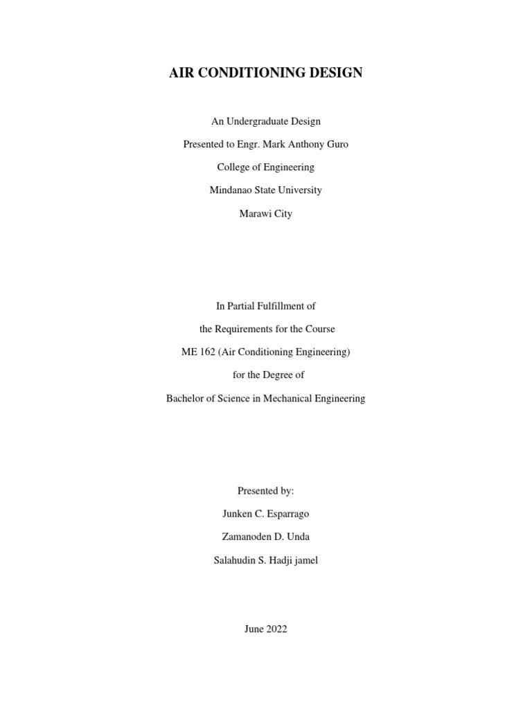 Air Conditioning Design Final PDF Air Conditioning Ventilation