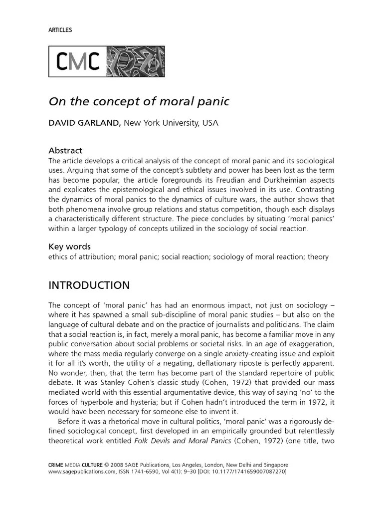 On The Concept of Moral Panic PDF Deviance (Sociology) Sociology