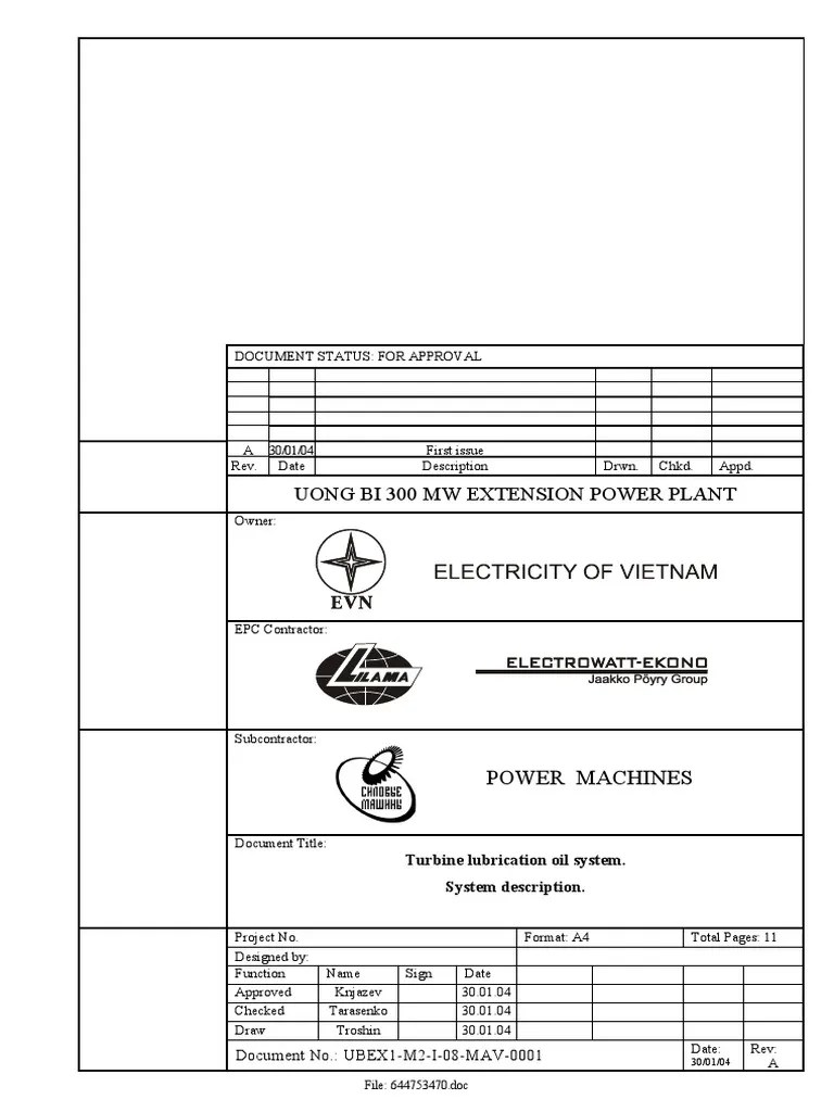 Lubrication Oil System Description PDF Pump Valve