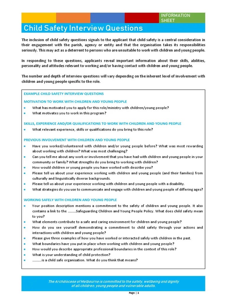 Child Safety Interview Questions PDF