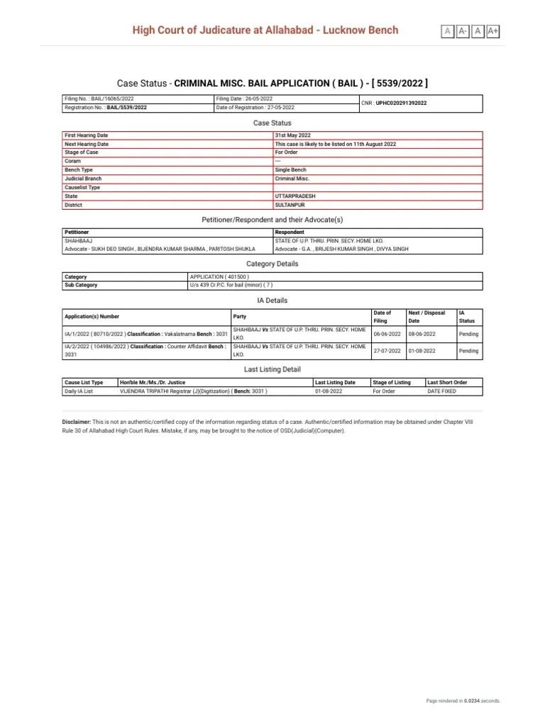 Case Status Search by Case Filing Number PDF Bail Courts