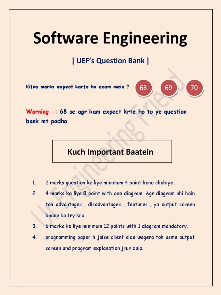 Software Engineering Question Bank PDF Computer Engineering
