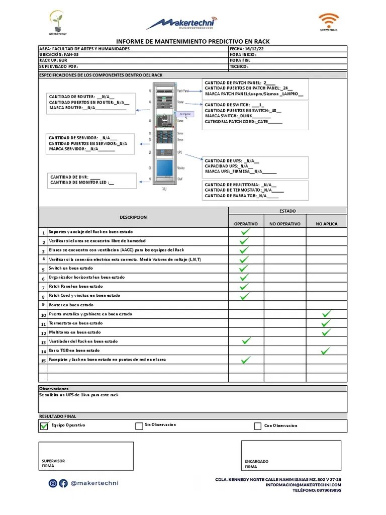 Check List Rack PDF Ingeniería Informática Electrónica