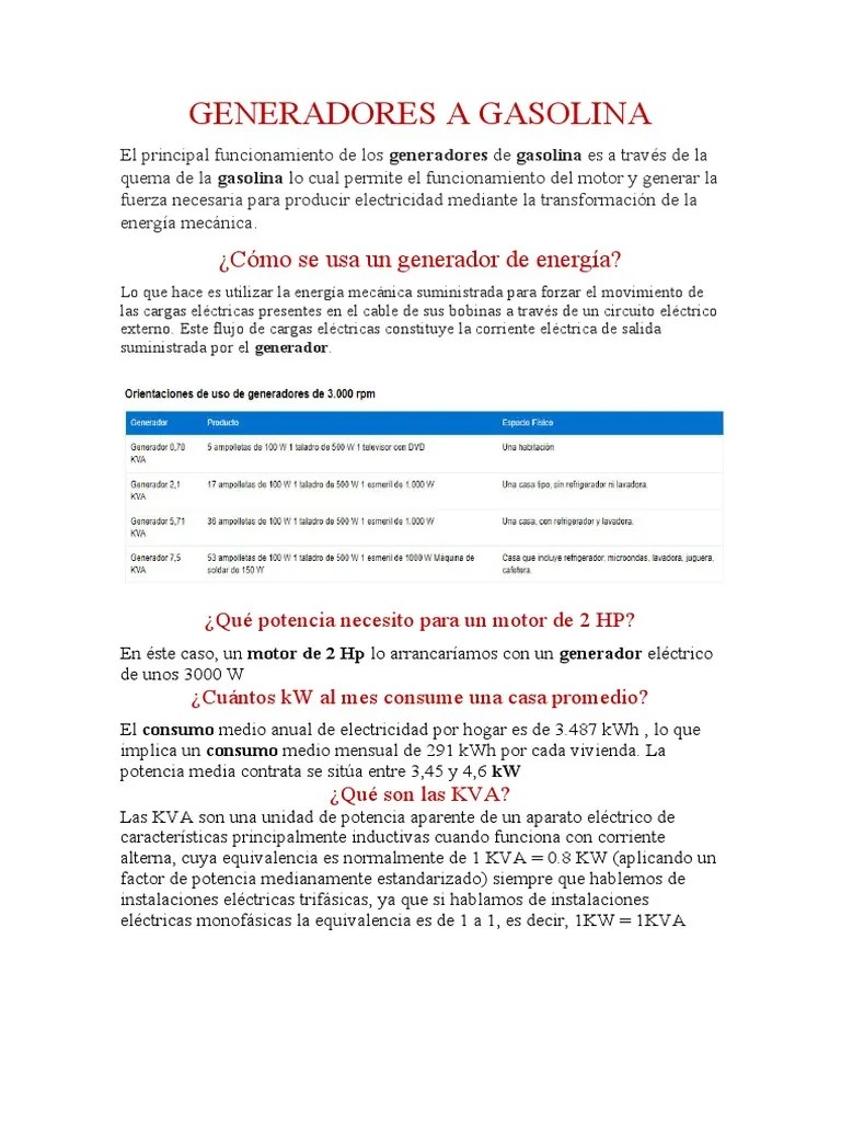 Generadores A Gasolina | PDF