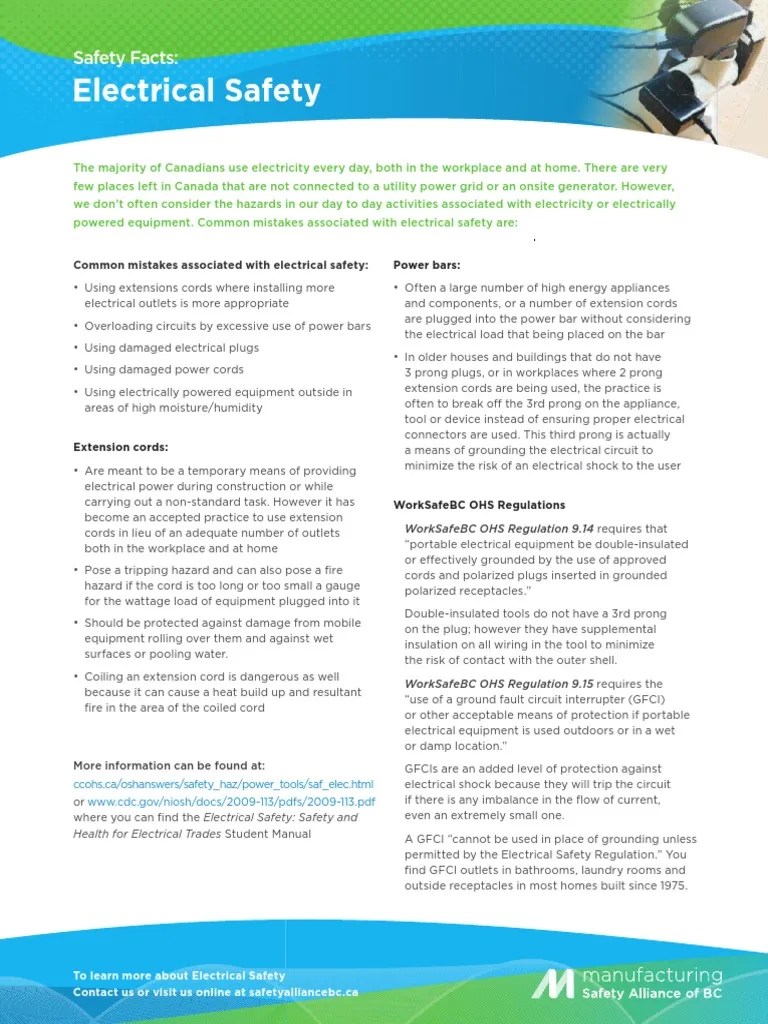 Electrical Safety Toolbox Talk PDF Ac Power Plugs And Sockets