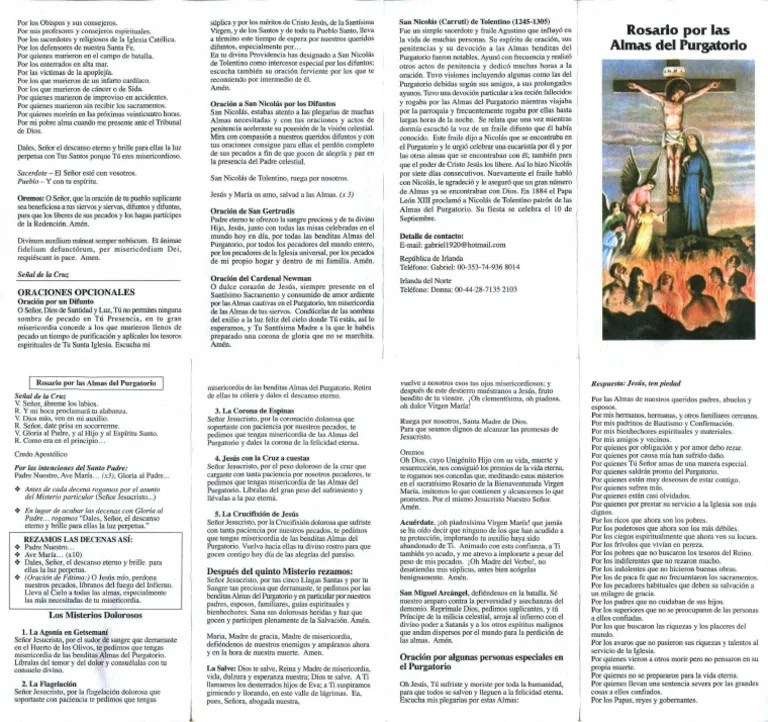 Rosario Mariano Del 3 De Febrero 2025 Folleto. Rosario Mariano Con Especificaciones para Las Almas Del