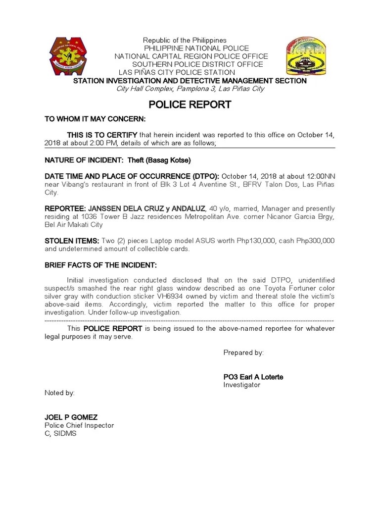 Police Report Lost Firearm PDF Hazards Deviance (Sociology)