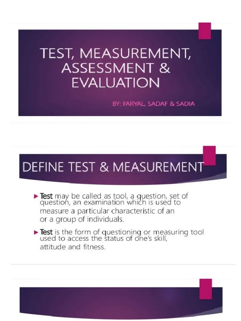 Slides Test, Measurement and Evaluation PDF
