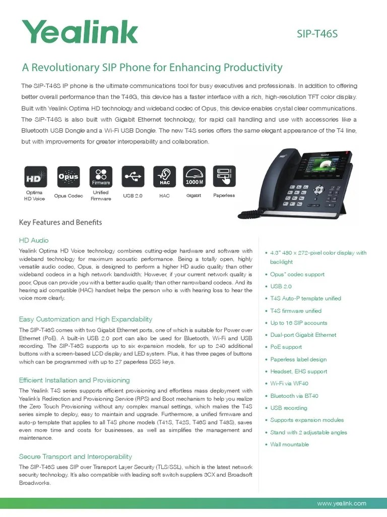 Yealink T46S Datasheet | PDF