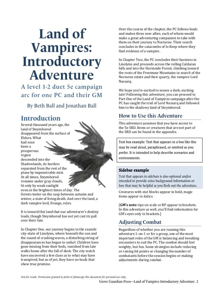 Land of Vampires, Intro Campaign Preview PDF