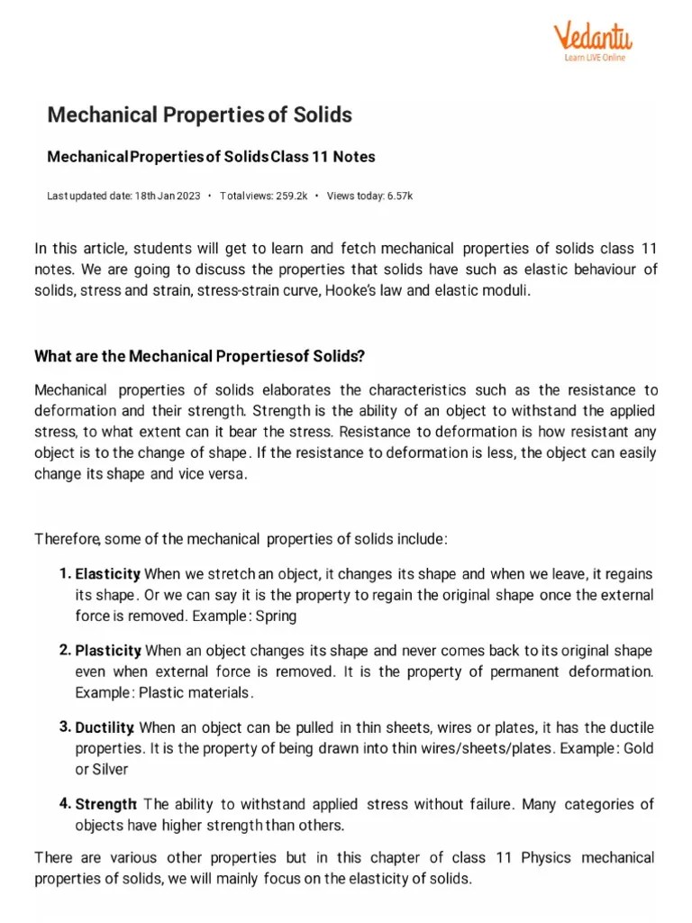 Mechanical Properties of Solids PDF