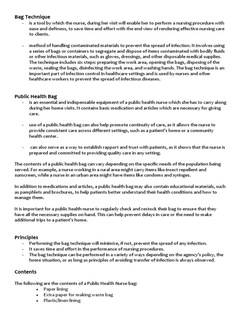 Bag Technique PDF Public Health Clinical Medicine