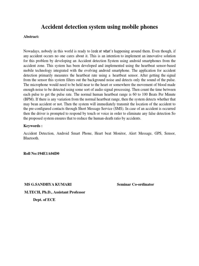 Accident Detection Using Mobile Phones ( PDF
