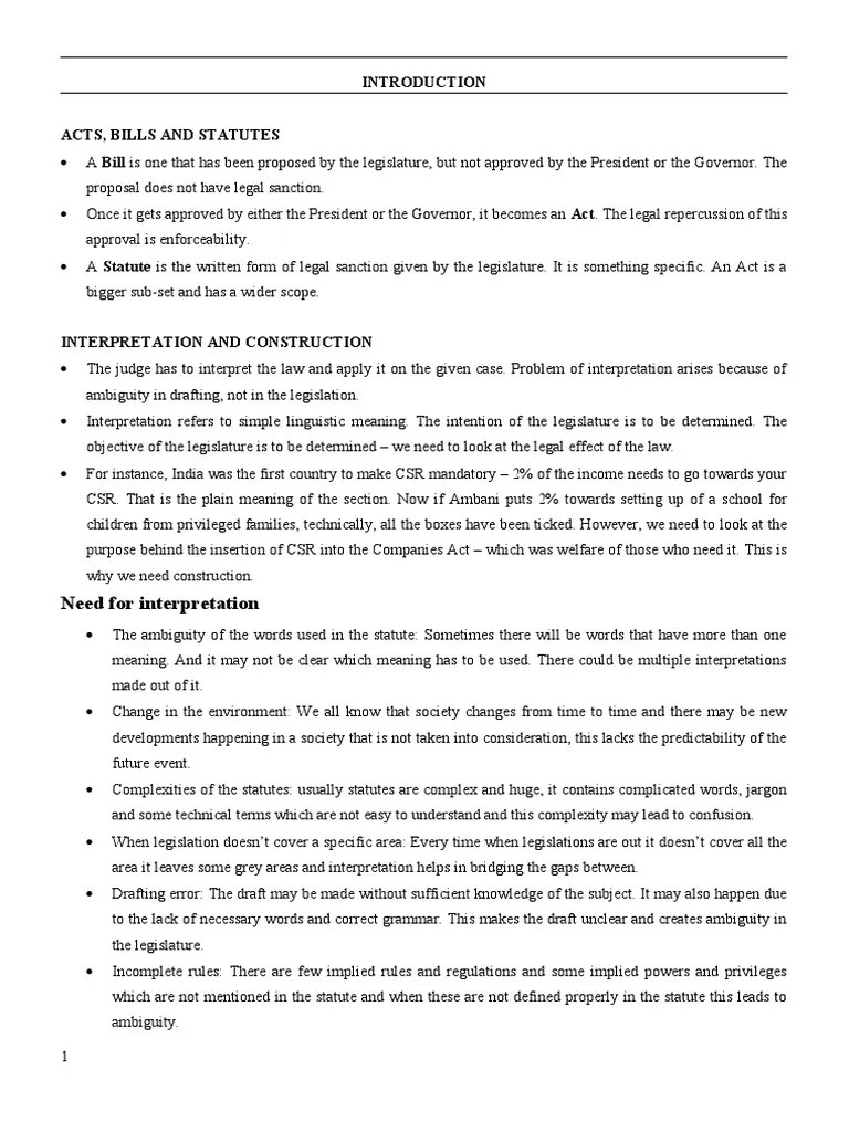 Interpretation of Statutes PDF Statutory Interpretation Plain
