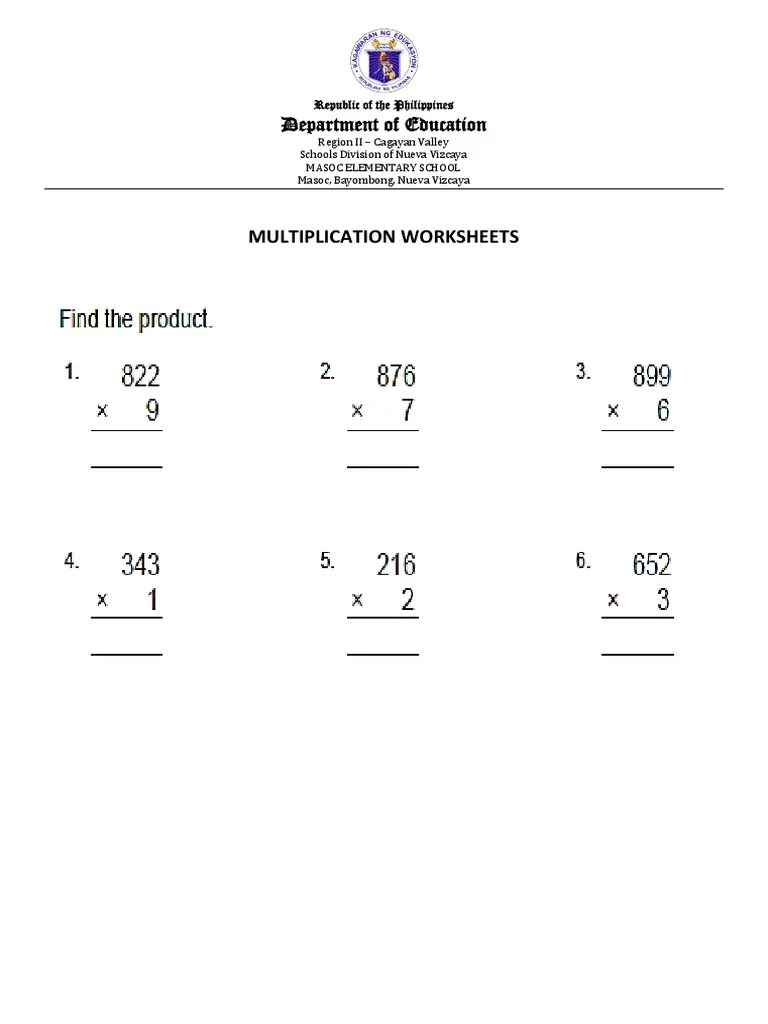 Math Facts Worksheet PDF