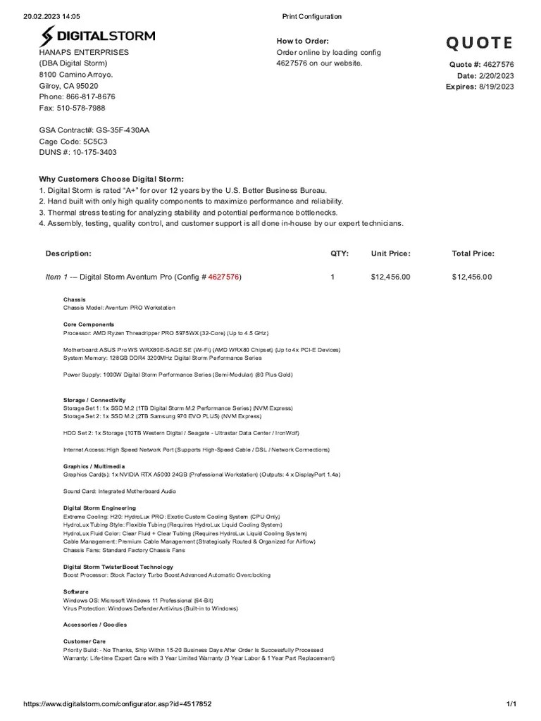 Aventum Pro Digital Storm Configurator PDF