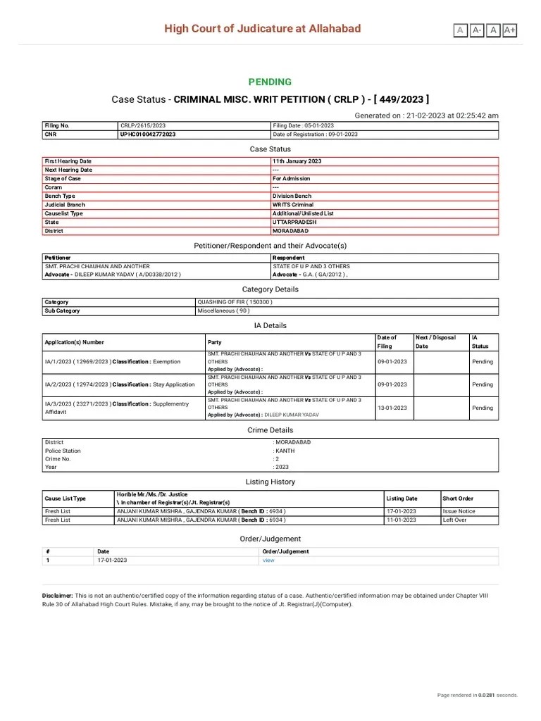 Case Status Search by Party Name PDF Advocate Political Law
