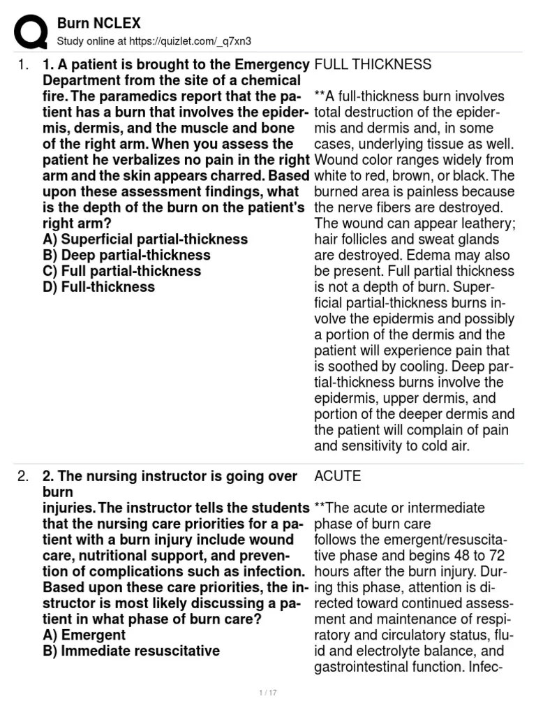 Burn NCLEX PDF Burn Injury