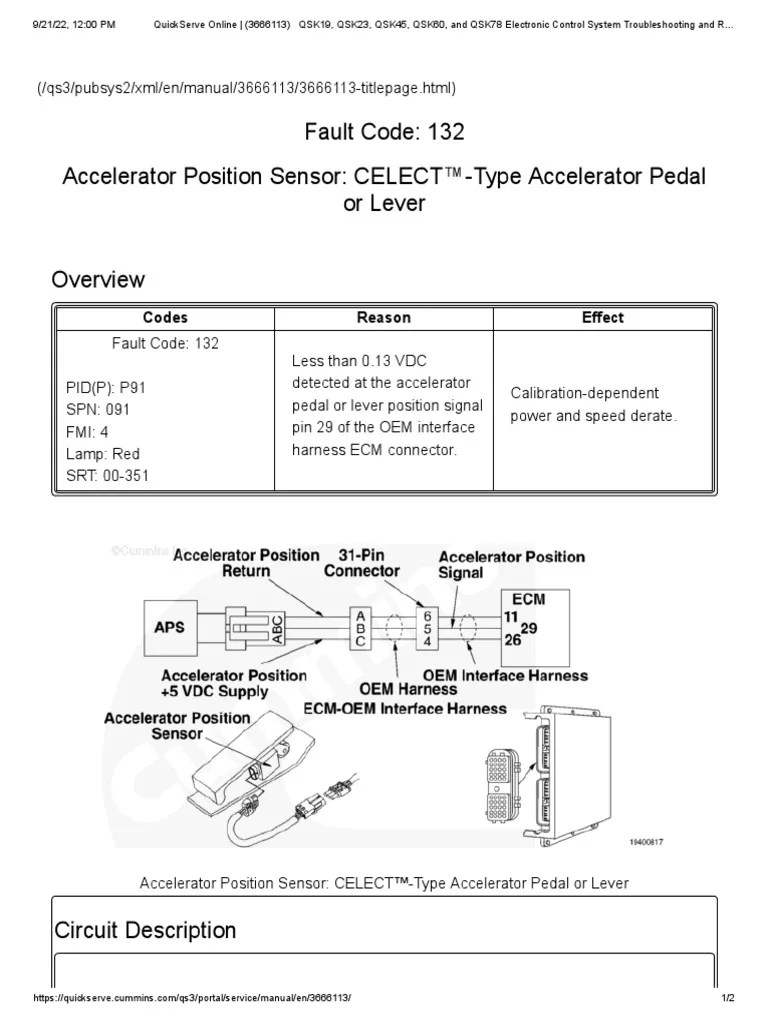 Fault Code 132 Accelerator Position Sensor CELECT™Type Accelerator