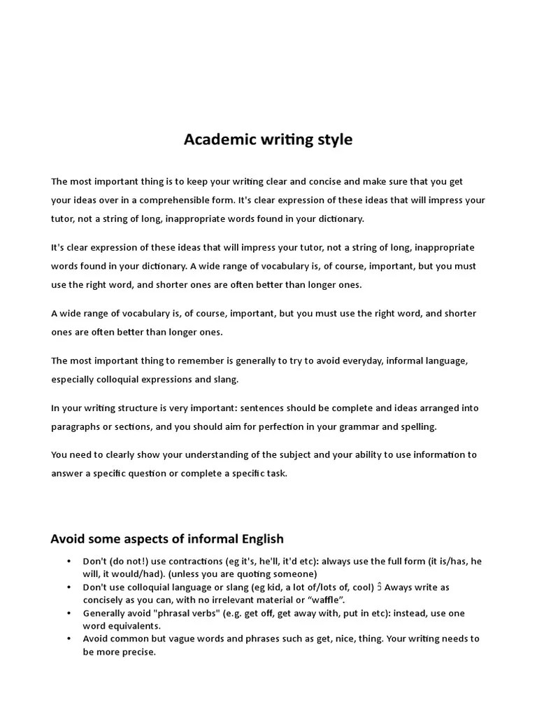Academic Writing Style Guidelines and Exercises PDF Ellipsis