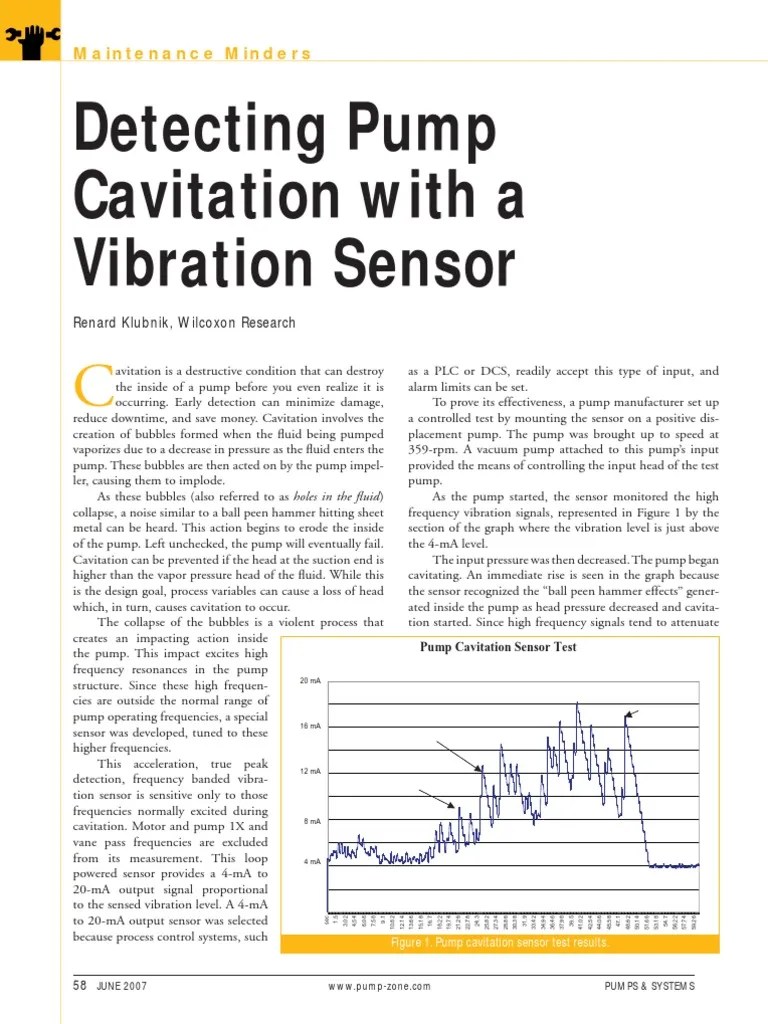 Detecting Pump Cavitation With Vibration Sensor PDF Pump