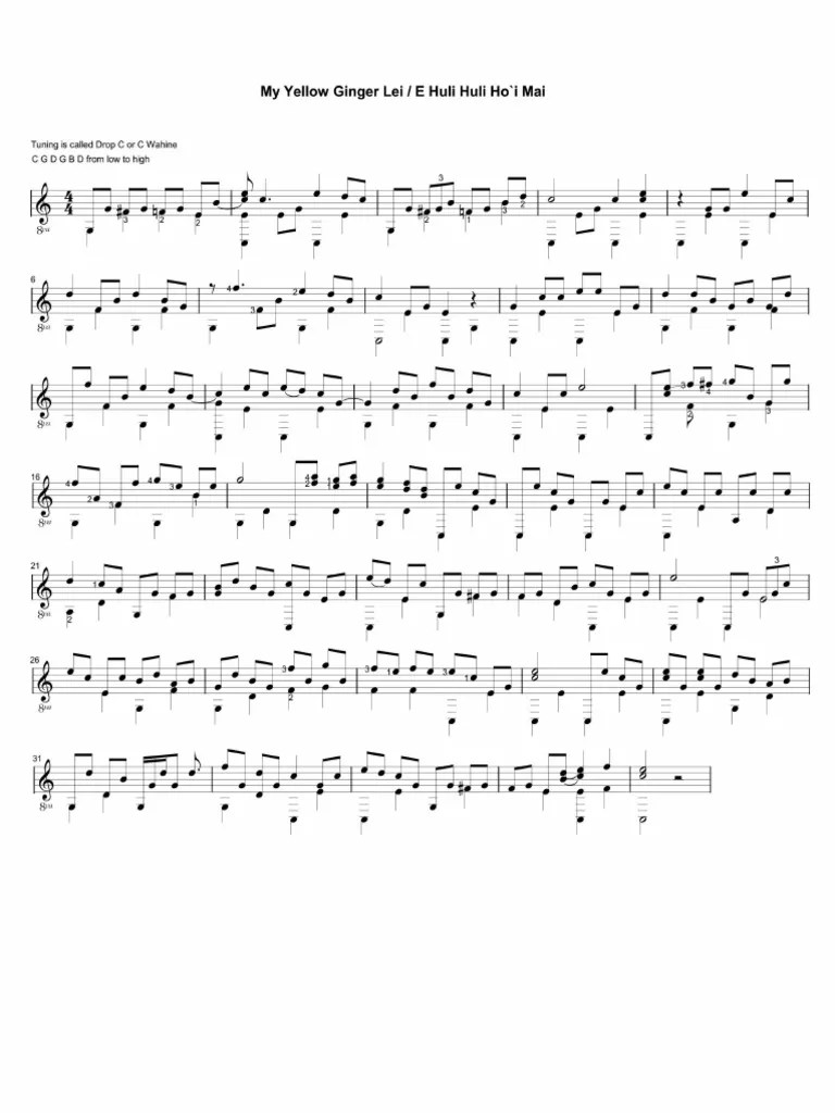 My Yellow Ginger Lei in C PDF