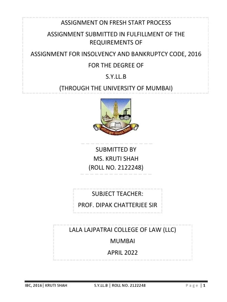 IBC Fresh Start Process Download Free PDF Bankruptcy Insolvency