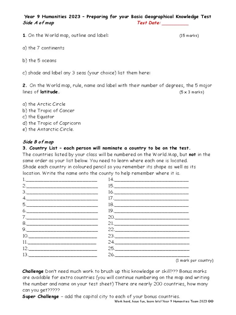 Lesson 2 Preparation For Basic Geography Knowledge Test PDF