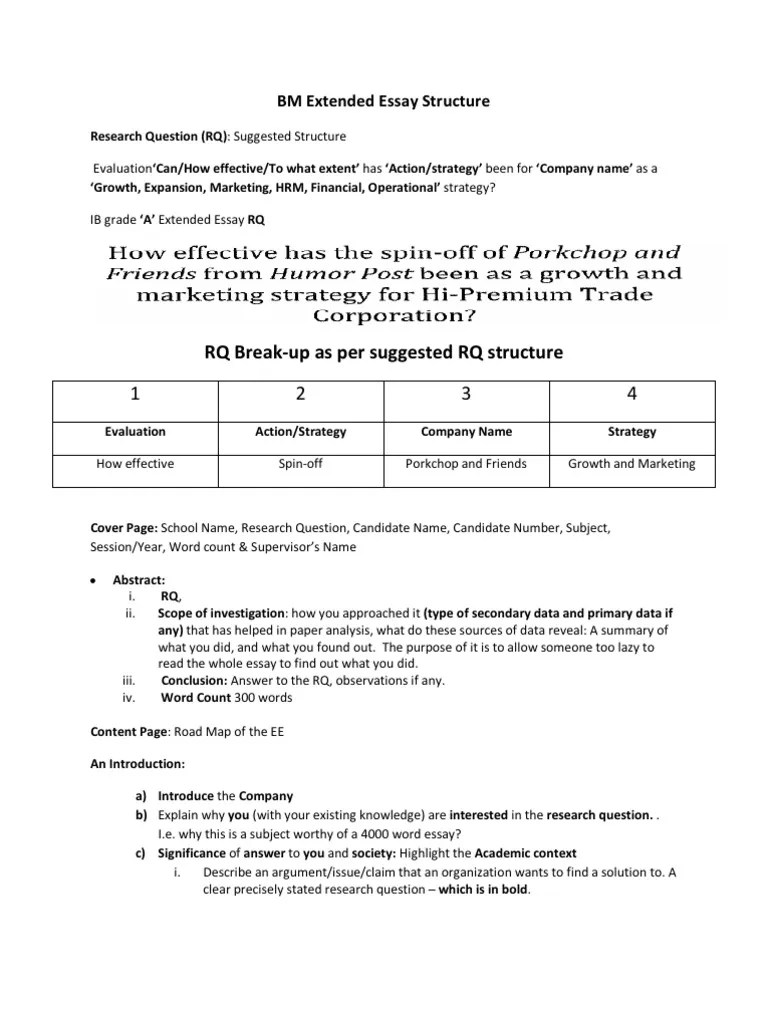 BM Extended Essay Structure Essays Citation