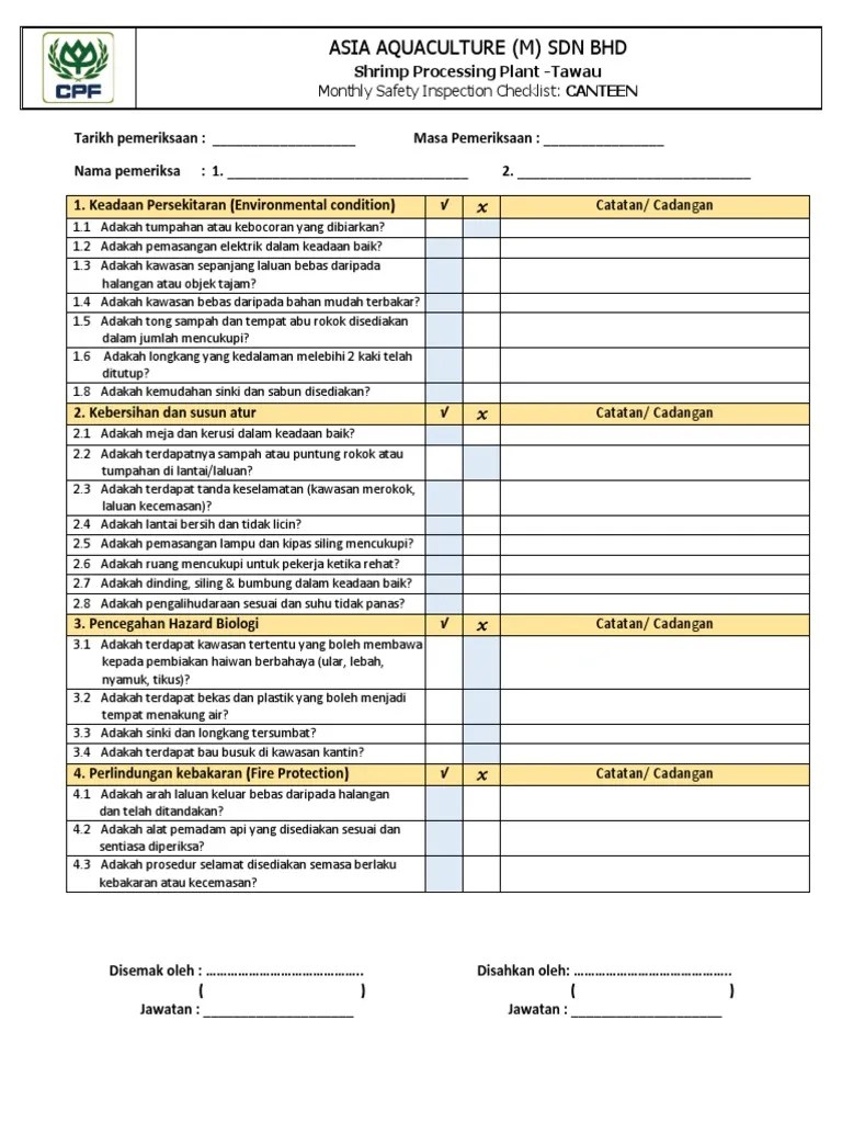 3.monthly Safety Checklist CANTEEN PDF