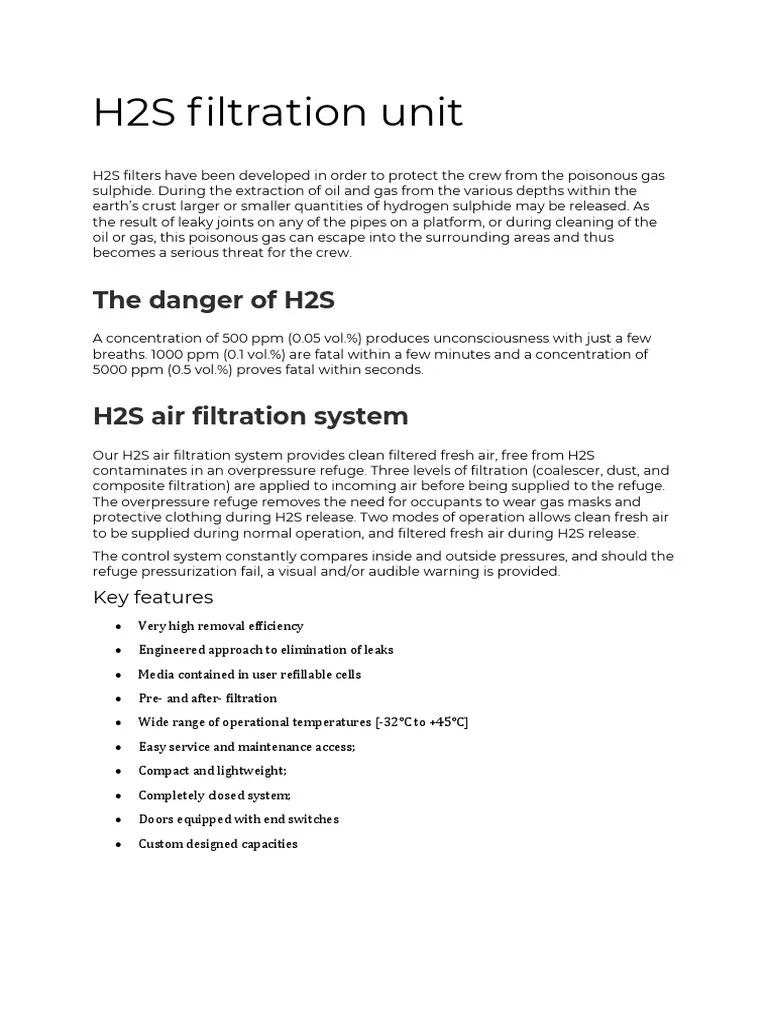 H&H H2S Filtration Unit PDF