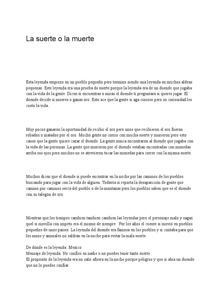 La Suerte o La Muerte (Spanish Tale) PDF