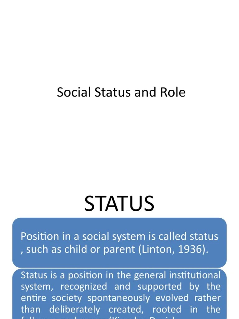 Lecture 5 Social Status and Role PDF Social Status Social Psychology