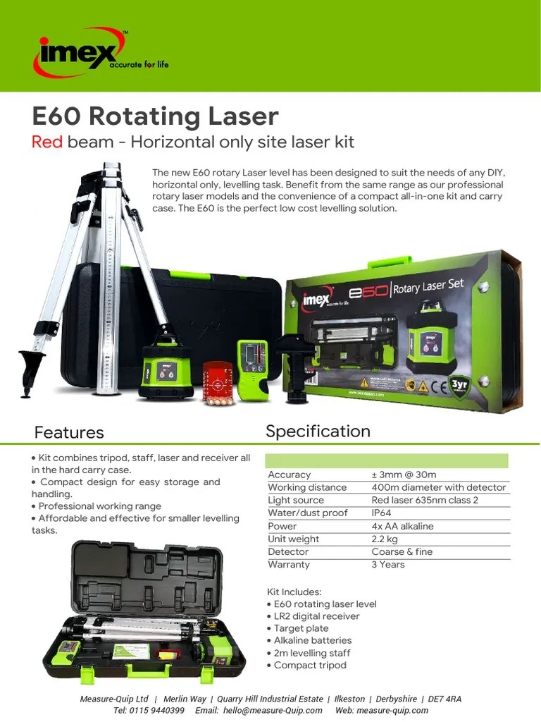 Imex E60 Rotating Laser PDF