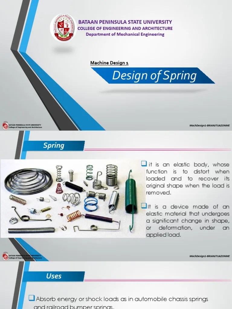 Machine Design 1 Spring Design PDF Helix Materials Science