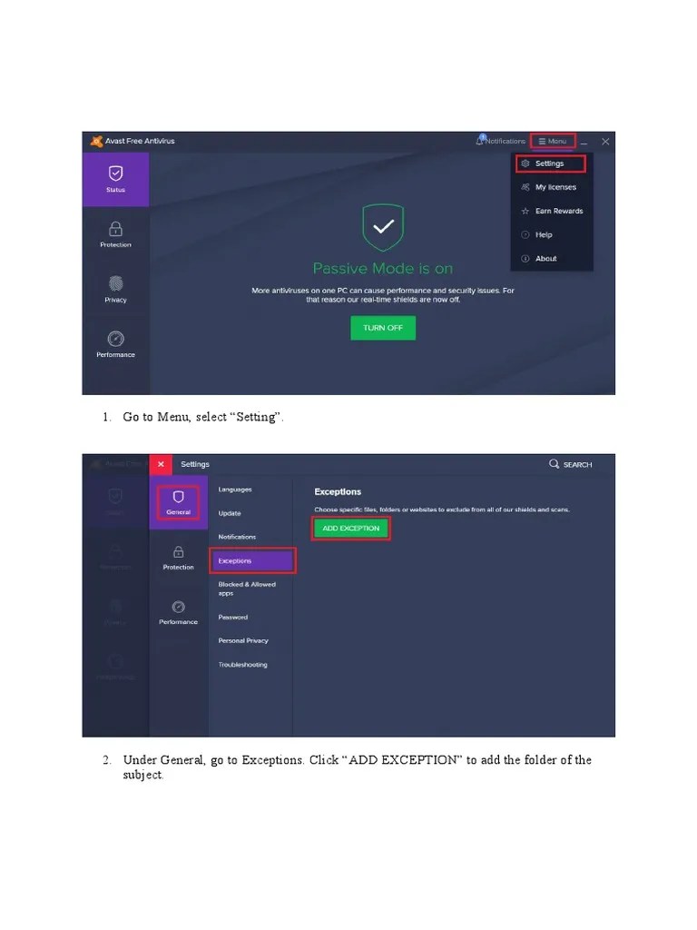 Create Exception For Avast PDF