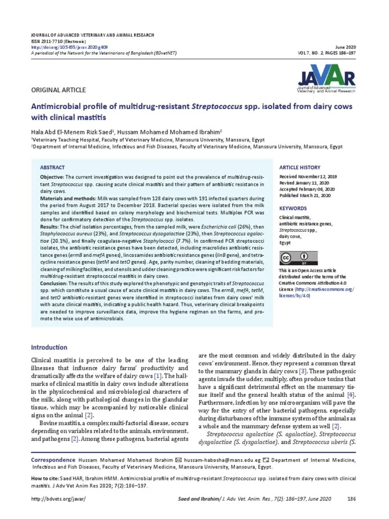 Antimicrobial Profile of MultidrugResistant Streptococcus Spp