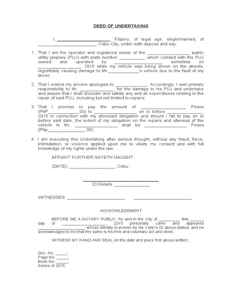 Deed of Undertaking PDF