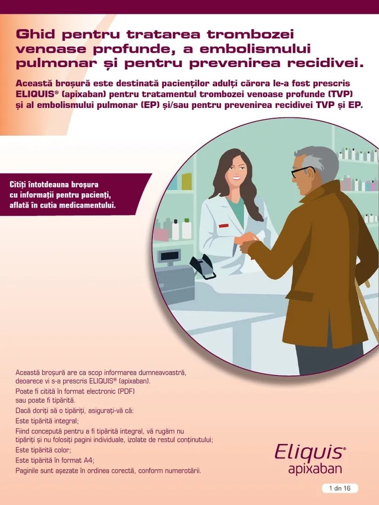 ELIQUIS Patient Information Booklet DVT and PE Romanian PDF