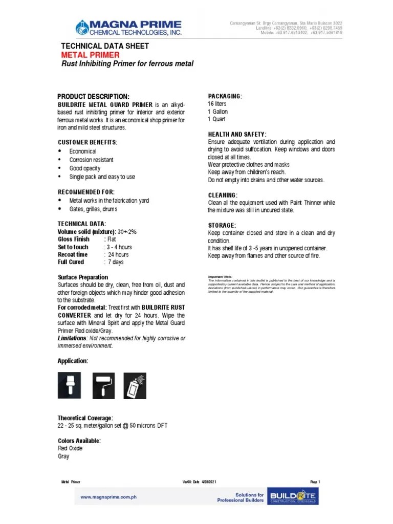 Metal Primer Tds PDF Corrosion Rust