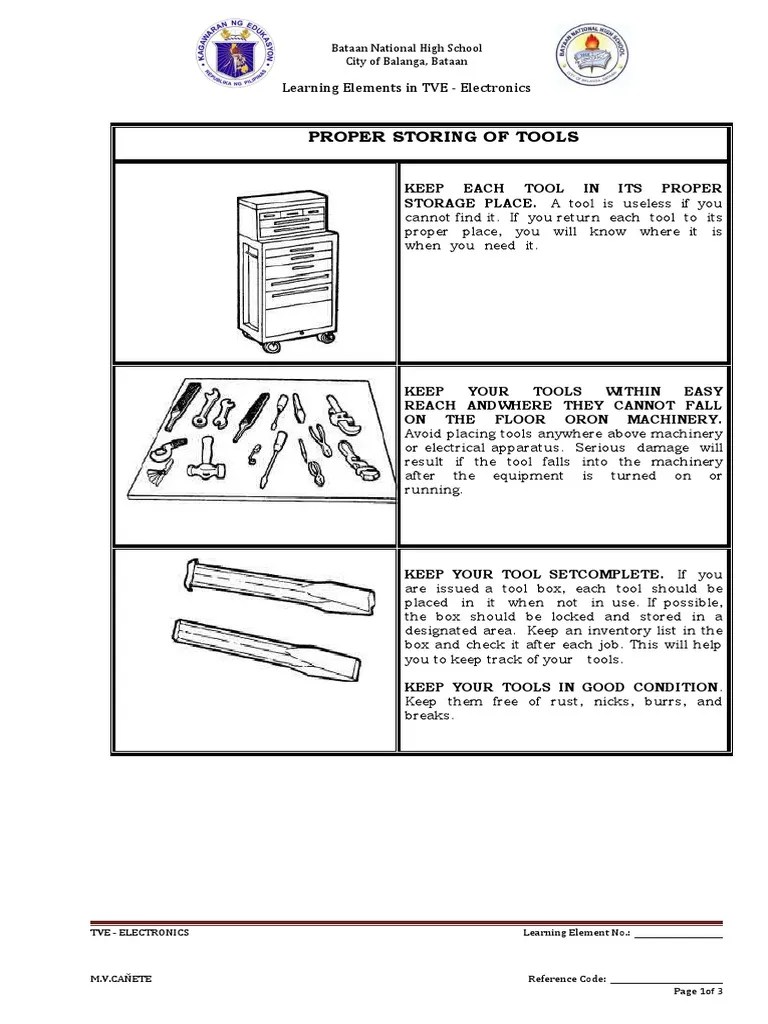 Le Proper Storing of Tools PDF