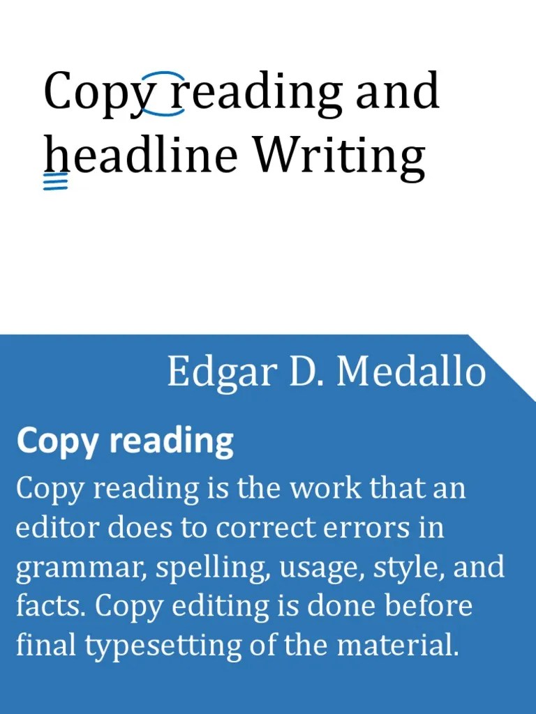 Copy Reading and Headline Writing PDF Copy Editing Linguistic