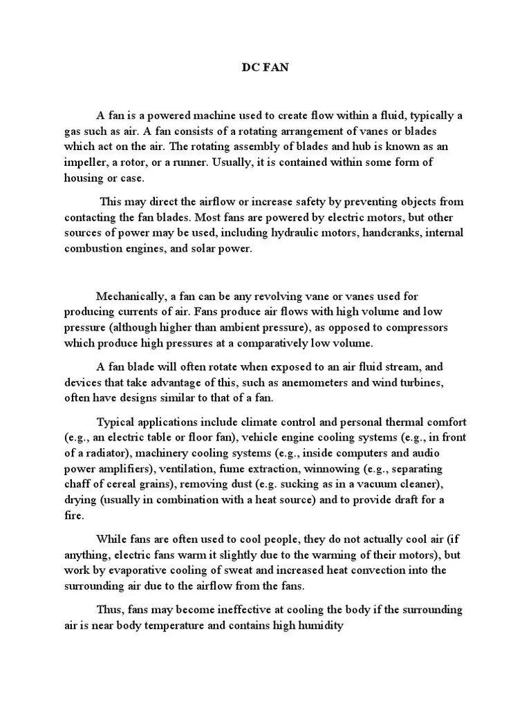 DC Fan | PDF | Mechanical Engineering | Physical Sciences